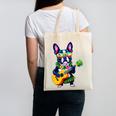 Hawaiian Boston Terrier & Pineapple Ukulele Summer Vacation Canvas Tote Bag, trending gift