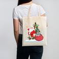 Santa Ugly Christmas Tree Lights Boston Terrier Dog Lover Canvas Tote Bag, Boston Terrier Christmas Gifts, trending gift
