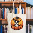 Boston Terrier Bostie Dog Breed Pet Halloween Pumpkins Canvas Tote Bag, Boston Terrier Halloween Tote Bags, funny gift