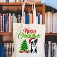 Boston Terrier Christmas Tree Lights Xmas Dog Lover Canvas Tote Bag, Boston Terrier Christmas Tote Bags, funny gift