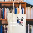 Boston Terrier Dog 4th Of July US American Flag Patriotic Canvas Tote Bag, Patriotic Boston Terrier Tote Bags, American Boston Terrier Tote Bags, Boston Terrier 4th Of July Tote Bags, funny gift