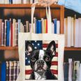 Boston Terrier Dog American Flag 4th Of July Patriotic Puppy Canvas Tote Bag, Patriotic Boston Terrier Tote Bags, American Boston Terrier Tote Bags, Boston Terrier 4th Of July Tote Bags, funny gift