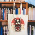 Boston Terrier Dog Japanese Style Samurai Dogs Canvas Tote Bag, funny gift