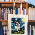 Boston Terrier Dog Starry Night Painting Canvas Tote Bag, funny gift