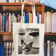 Boston Terrier Dog UFO Alien Extraterrestrial Selfie Canvas Tote Bag, funny gift
