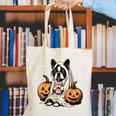 Boston Terrier Ghost Boo Halloween Costume Spooky Season Canvas Tote Bag, Boston Terrier Halloween Tote Bags, Boston Terrier Ghost Tote Bags, funny gift