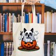 Boston Terrier Ghost Boo Halloween Kids Canvas Tote Bag, Boston Terrier Halloween Tote Bags, Boston Terrier Ghost Tote Bags, funny gift