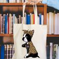 Boston Terrier Lover I Love Mom Tattoo Leopard Canvas Tote Bag, Boston Terrier Mom Tote Bags, funny gift