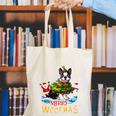 Boston Terrier Merry Christmas Tree Lights Dog X-Mas Dogs Canvas Tote Bag, Boston Terrier Christmas Tote Bags, funny gift