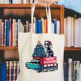 Boston Terrier Merry Christmas Tree Truck Santa Dog X-Mas Canvas Tote Bag, Boston Terrier Christmas Tote Bags, funny gift