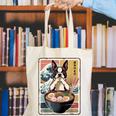 Boston Terrier Ramen Noodles Japanese Art Retro Ocean Waves Canvas Tote Bag, funny gift