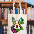Boston Terrier In Red Day Of The Dead Sugar Skull Dog Canvas Tote Bag, funny gift