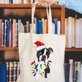 Boston Terrier Santa Christmas Lights Xmas Dog Lover Men Women Kids Canvas Tote Bag, Boston Terrier Christmas Tote Bags, funny gift