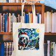 Boston Terrier Santa Starry Night Van Gogh Christmas Dog Men Women Kids Canvas Tote Bag, Boston Terrier Christmas Tote Bags, funny gift