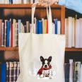 Boston Terrier In The Snow Merry Christmas Winter Canvas Tote Bag, Boston Terrier Christmas Tote Bags, funny gift