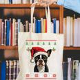 Boston Terrier Ugly Christmas Sweater Xmas For Adults Kids Canvas Tote Bag, Boston Terrier Christmas Tote Bags, funny gift