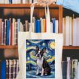 Boston Terrier Van Gogh Starry Night Canvas Tote Bag, funny gift