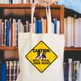 Caution Sign Boston Terrier Dog Bostie Puppy Canvas Tote Bag, funny gift