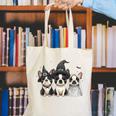 Cute Halloween Boston Terrier Dogs Witch Hat Ghost Dog For Men Women Kids Canvas Tote Bag, Boston Terrier Halloween Tote Bags, Boston Terrier Ghost Tote Bags, funny gift