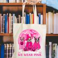 Ghost And Witch Boston Terrier Dog In October We Wear Pink Canvas Tote Bag, Boston Terrier Ghost Tote Bags, funny gift