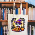 Halloween Boston Terrier Dog Breed With Jack O' Lantern Art Canvas Tote Bag, Boston Terrier Halloween Tote Bags, funny gift