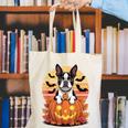 Halloween Retro Boston Terrier Canvas Tote Bag, Boston Terrier Halloween Tote Bags, funny gift