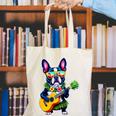 Hawaiian Boston Terrier & Pineapple Ukulele Summer Vacation Canvas Tote Bag, funny gift