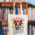 Retro Life Is Better With Boston Terrier Mom Dog Lover Canvas Tote Bag, Boston Terrier Mom Tote Bags, funny gift