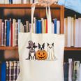 Spooky Ghost Boston Terrier Pumpkin Halloween Dog Lover Canvas Tote Bag, Boston Terrier Halloween Tote Bags, Boston Terrier Ghost Tote Bags, funny gift