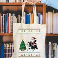 Ugly Christmas Tree Lights Xmas Santa Riding Boston Terrier Canvas Tote Bag, Boston Terrier Riding Tote Bags, Boston Terrier Christmas Tote Bags, funny gift