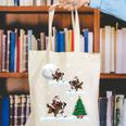 Xmas Lighting Tree Santa Riding Boston Terrier Christmas Canvas Tote Bag, Boston Terrier Riding Tote Bags, Boston Terrier Christmas Tote Bags, funny gift