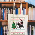 Xmas Tree Lighting Santa Riding Boston Terrier Christmas Canvas Tote Bag, Boston Terrier Riding Tote Bags, Boston Terrier Christmas Tote Bags, funny gift