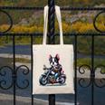 Biker Boston Terrier Dog Riding Motorbike Canvas Tote Bag, Boston Terrier Riding Gifts, funny design