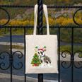Boston Terrier Christmas Tree Lights Santa Hat Canvas Tote Bag, Boston Terrier Christmas Gifts, funny design