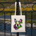 Boston Terrier In Day Of The Dead Sugar Skull Dog Canvas Tote Bag, funny design