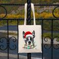 Boston Terrier Dog Santa Christmas Tree Lights Xmas Canvas Tote Bag, Boston Terrier Christmas Gifts, funny design
