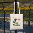 Boston Terrier Japanese Kanagawa Wave Surf Dog Canvas Tote Bag, funny design