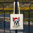 Boston Terrier Santa Christmas Tree Lights Xmas Boys Men Dog Canvas Tote Bag, Boston Terrier Christmas Gifts, funny design