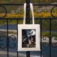 Boston Terrier Selfie Full Moon Flying Witch Halloween Dog Canvas Tote Bag, Boston Terrier Halloween Gifts, funny design