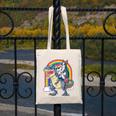 Boston Terrier Unicorn Riding Dinosaur T-Rex Girls Rainbow Canvas Tote Bag, Boston Terrier Riding Gifts, funny design