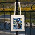 Boston Terrier Van Gogh Starry Night Canvas Tote Bag, funny design