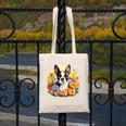 Cute Boston Terrier Spring Flower Garden Colorful Puppy Dog Canvas Tote Bag, funny design