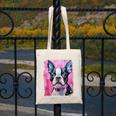 Dog Pink Boston Terrier Canvas Tote Bag, funny design