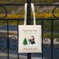 Ugly Christmas Tree Lights Xmas Santa Riding Boston Terrier Canvas Tote Bag, Boston Terrier Christmas Gifts, Boston Terrier Riding Gifts, funny design