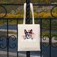 Vintage Boston Terrier Dad American Flag Father's Day Canvas Tote Bag, Couple Gifts, Boston Terrier Dad Gifts, American Boston Terrier Gifts, funny design