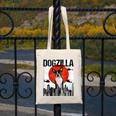 Vintage Japanese Dogzilla Boston Terrier Canvas Tote Bag, funny design