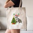 Boston Terrier Christmas Tree Lights Santa Hat Canvas Tote Bag, novelty gifts, funny gifts