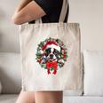 Boston Terrier Christmas Wreath Decoration Xmas Pajamas Canvas Tote Bag, novelty gifts, funny gifts