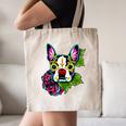 Boston Terrier In Day Of The Dead Sugar Skull Dog Canvas Tote Bag, novelty gifts, funny gifts