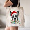 Boston Terrier Dog Santa Christmas Tree Lights Xmas Canvas Tote Bag, novelty gifts, funny gifts